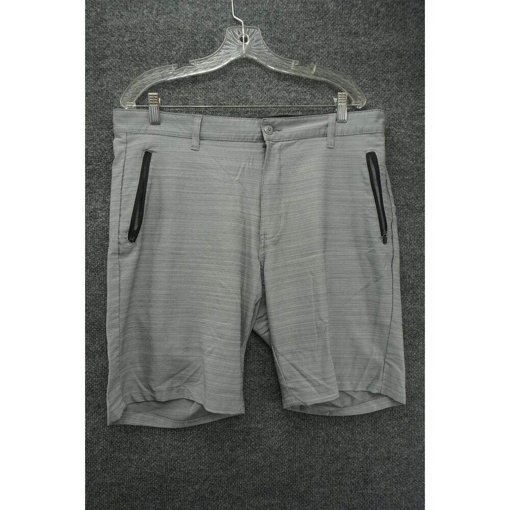 Burnside Board Shorts Mens 38 Heather Gray Flat Front Zip Pockets